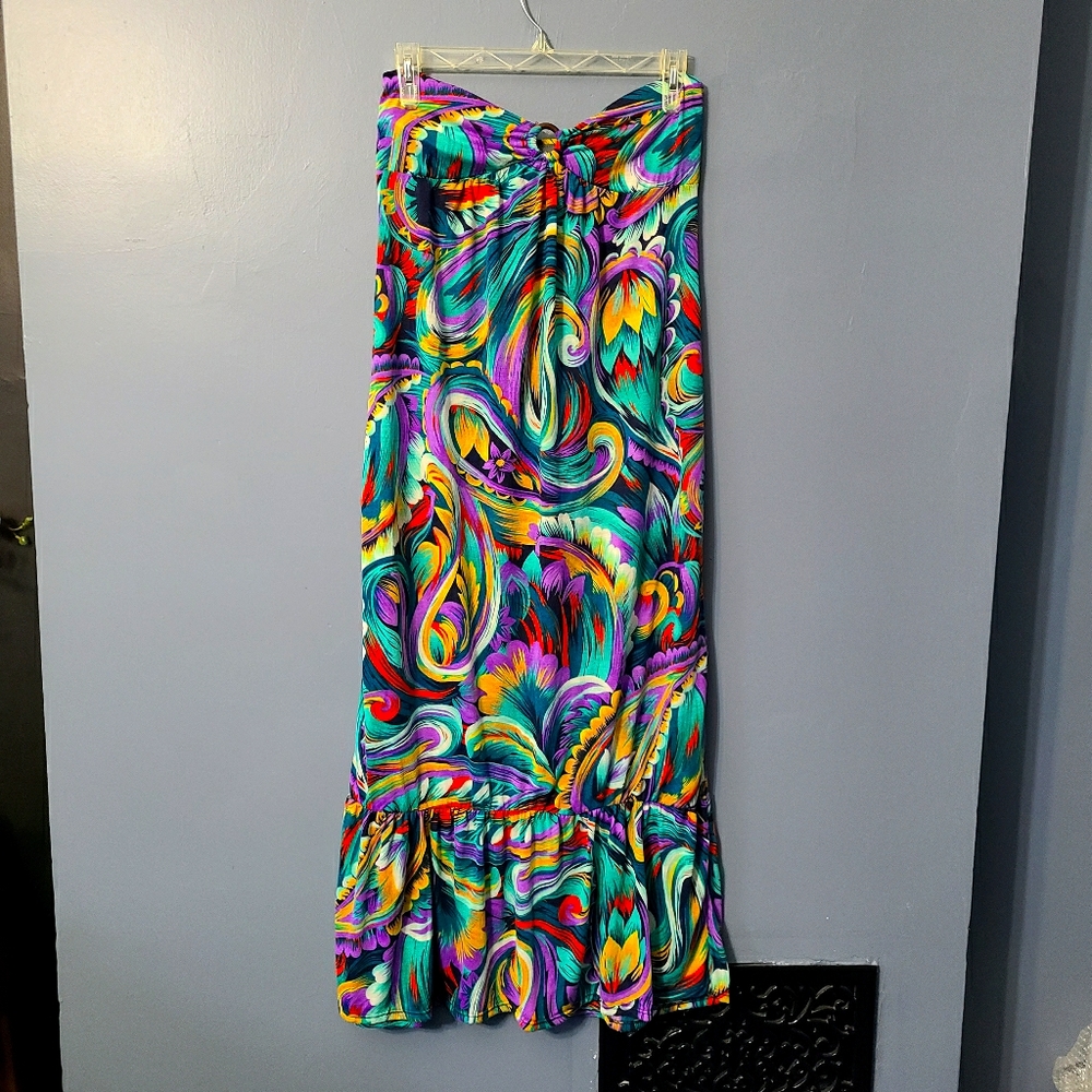 Dots strapless mixed print sundress